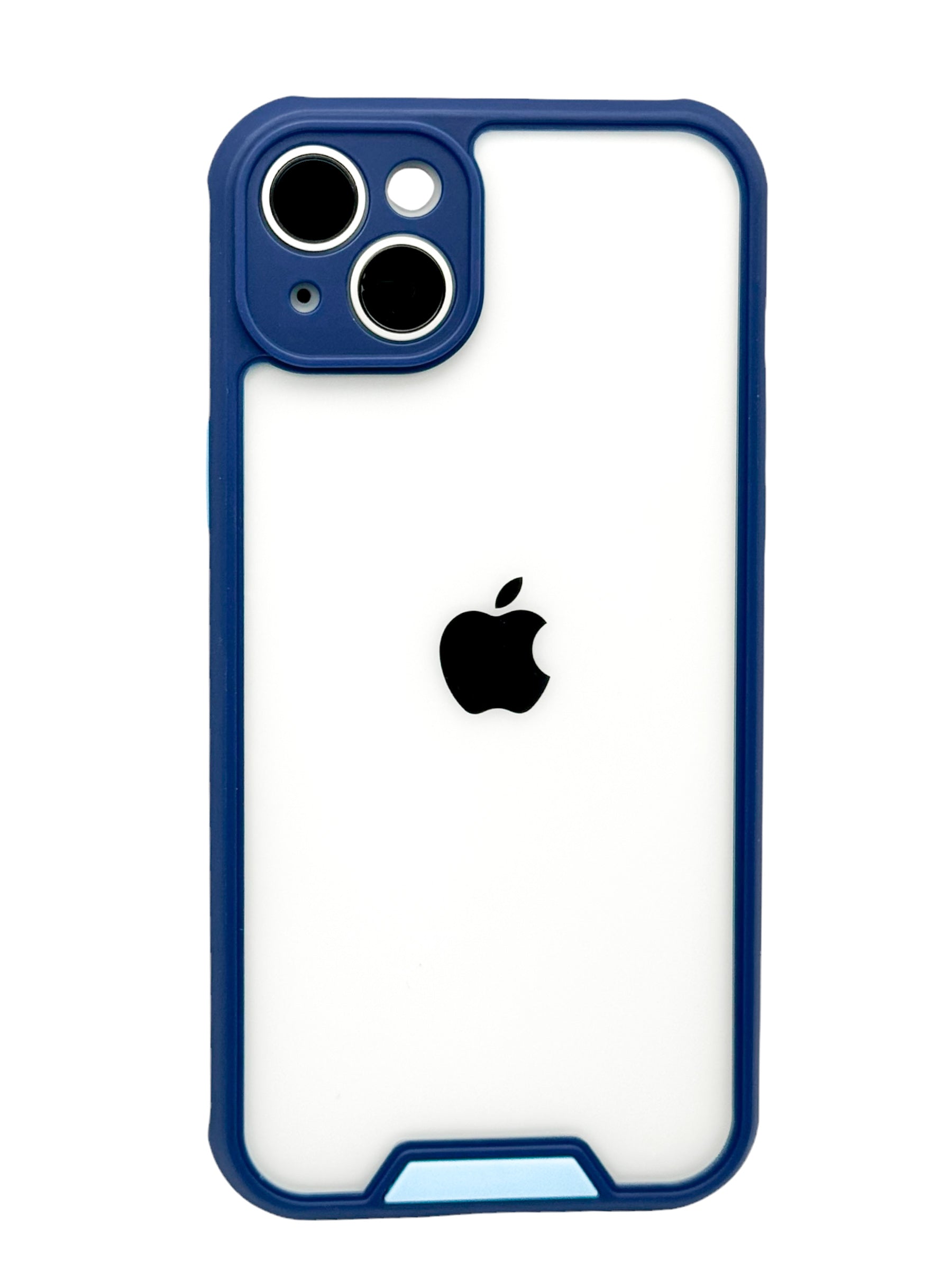 Funda para iPhone 15 normal (6.1) transparente con proteccion de camara azul