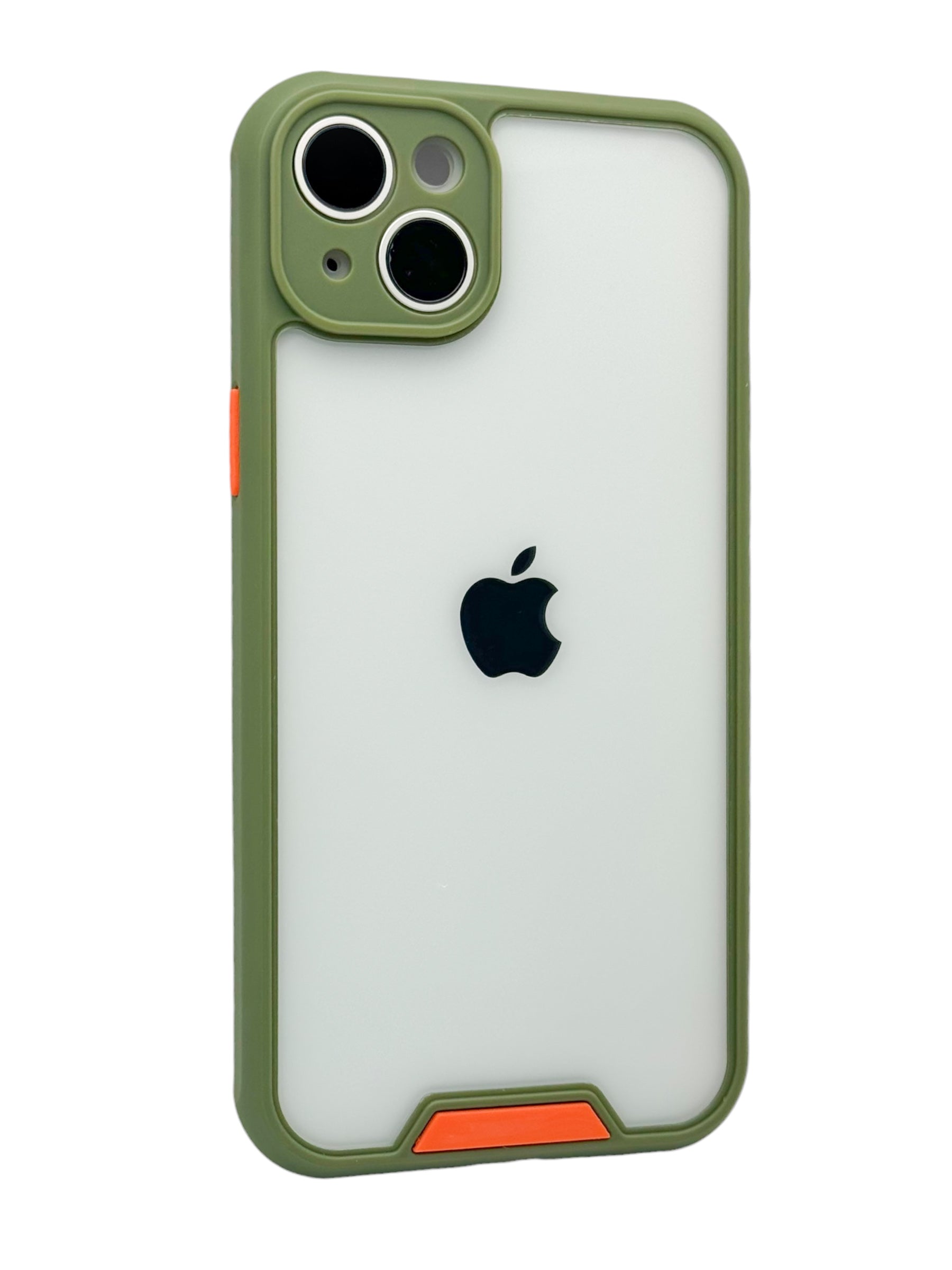 Funda para iPhone 15 normal (6.1) transparente con proteccion de camara Verde militar