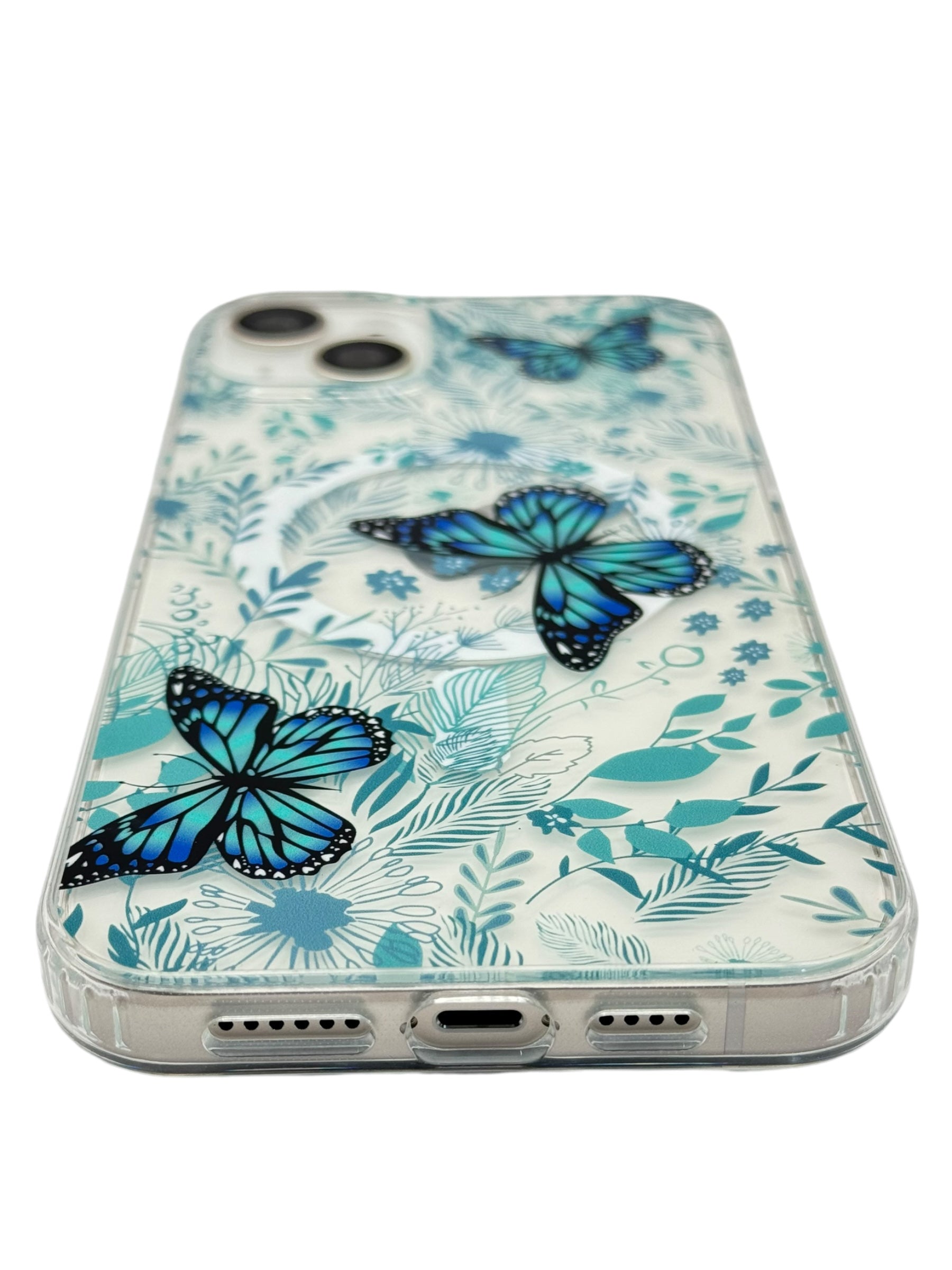 Funda para iPhone 15 normal (6.1) con Magsafe diseño Mariposas azules