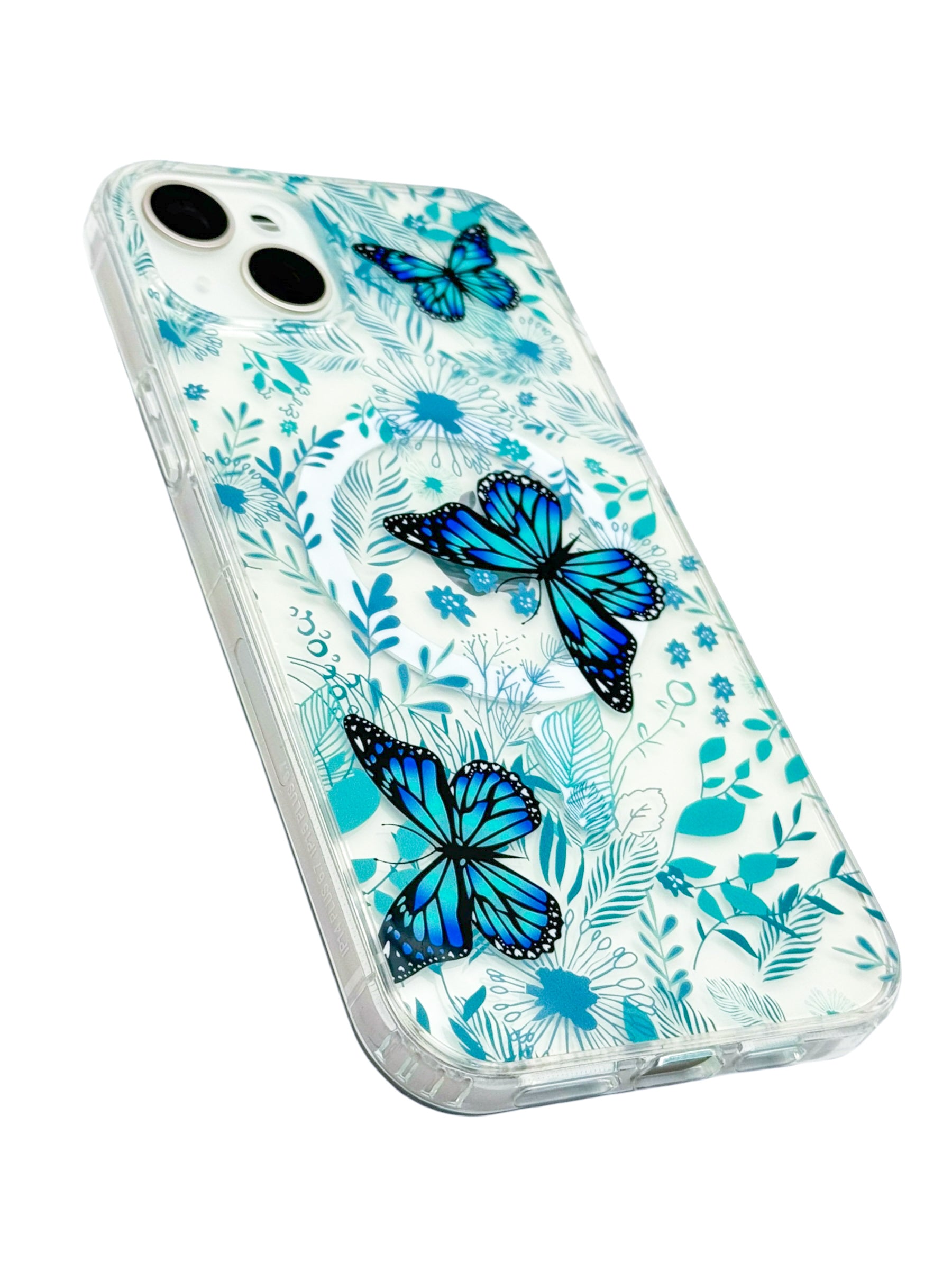 Funda para iPhone 15 normal (6.1) con Magsafe diseño Mariposas azules