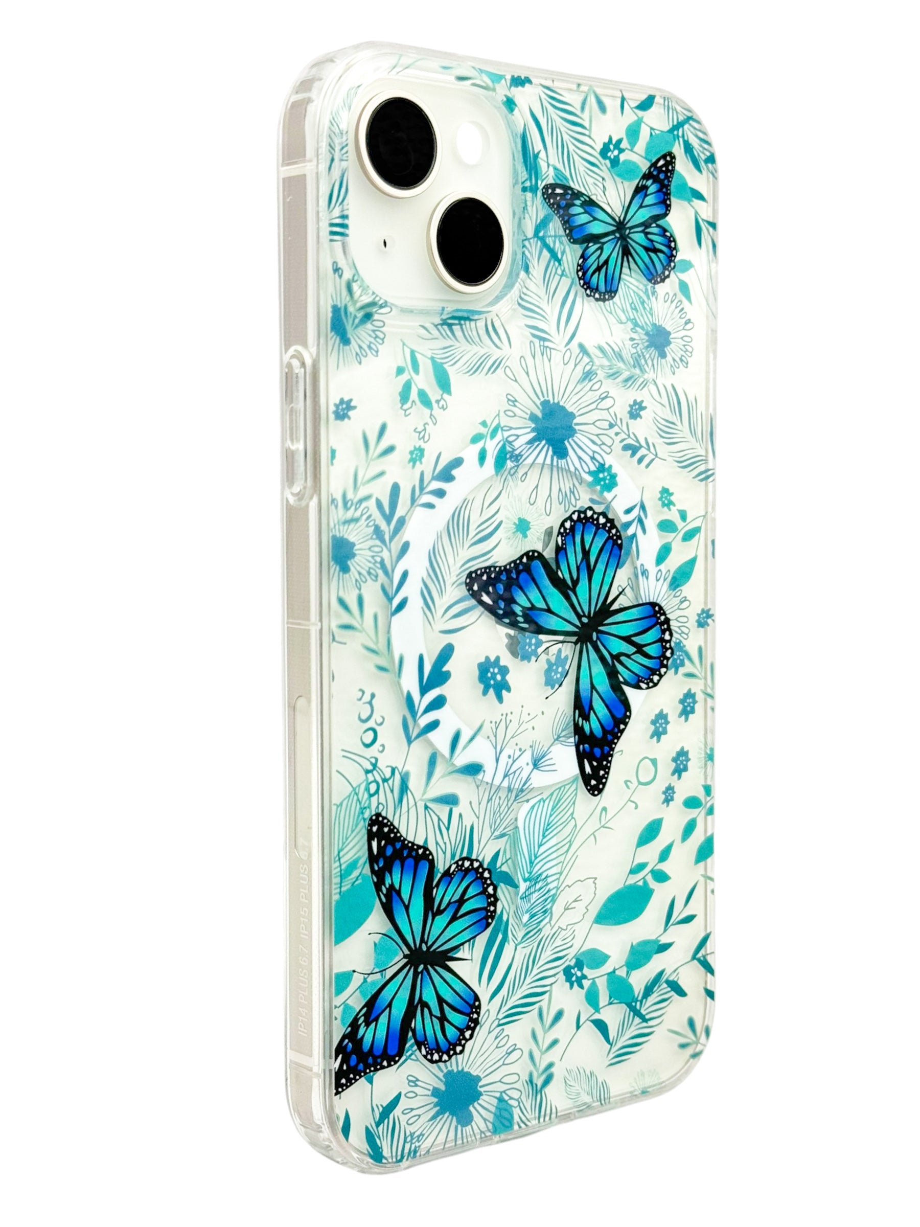 Funda para iPhone 15 normal (6.1) con Magsafe diseño Mariposas azules