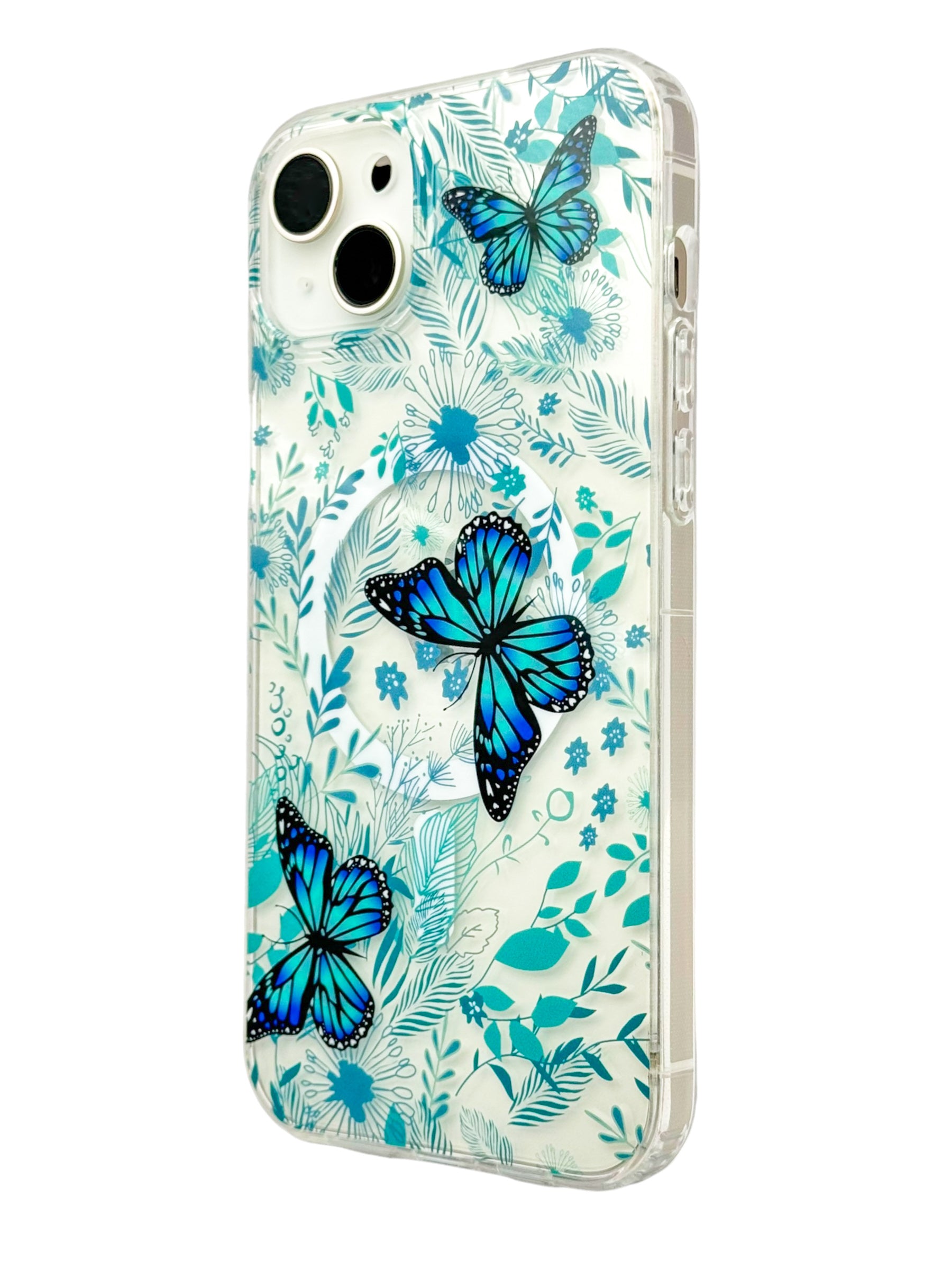 Funda para iPhone 15 normal (6.1) con Magsafe diseño Mariposas azules