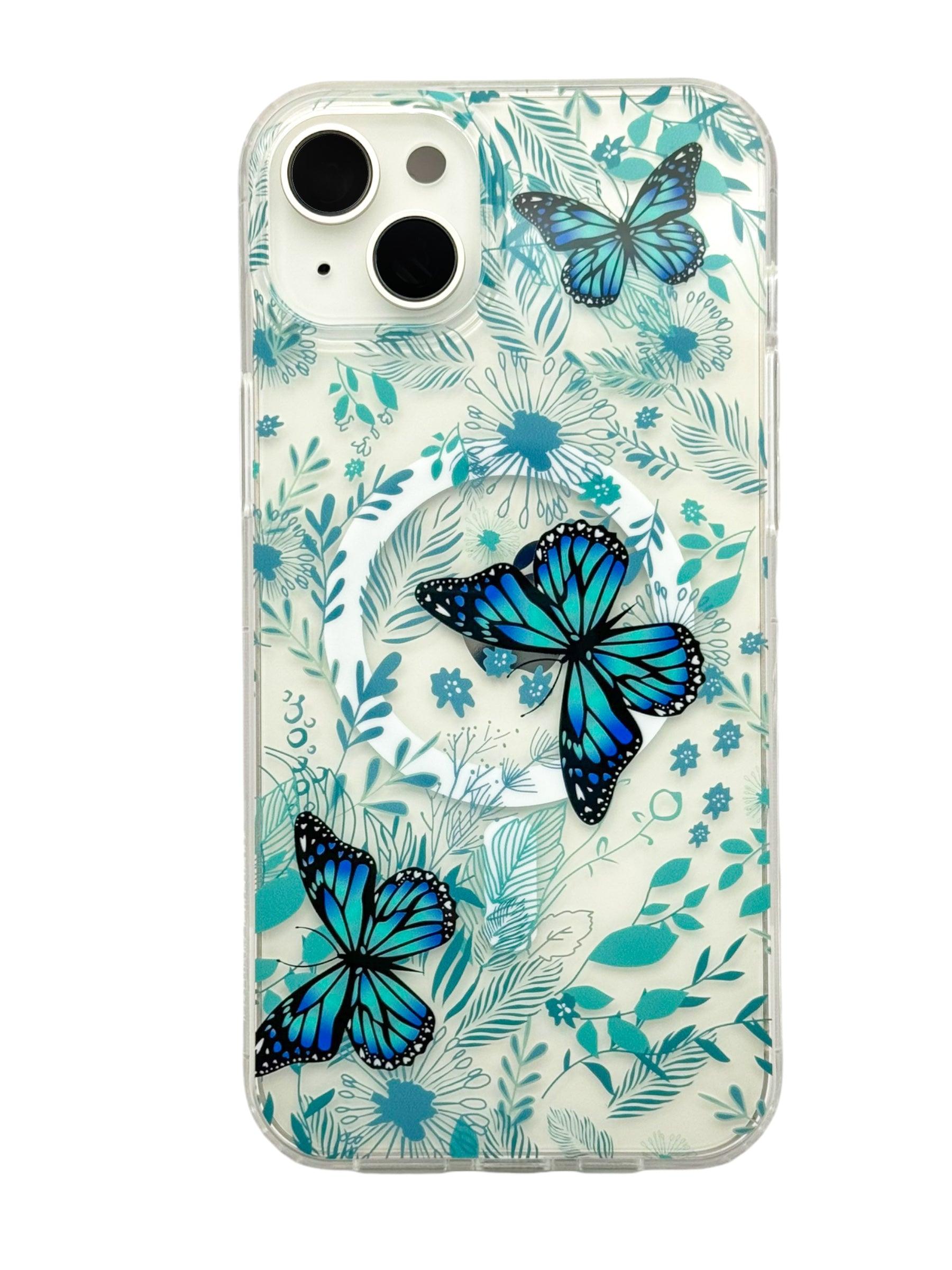 Funda para iPhone 15 normal (6.1) con Magsafe diseño Mariposas azules