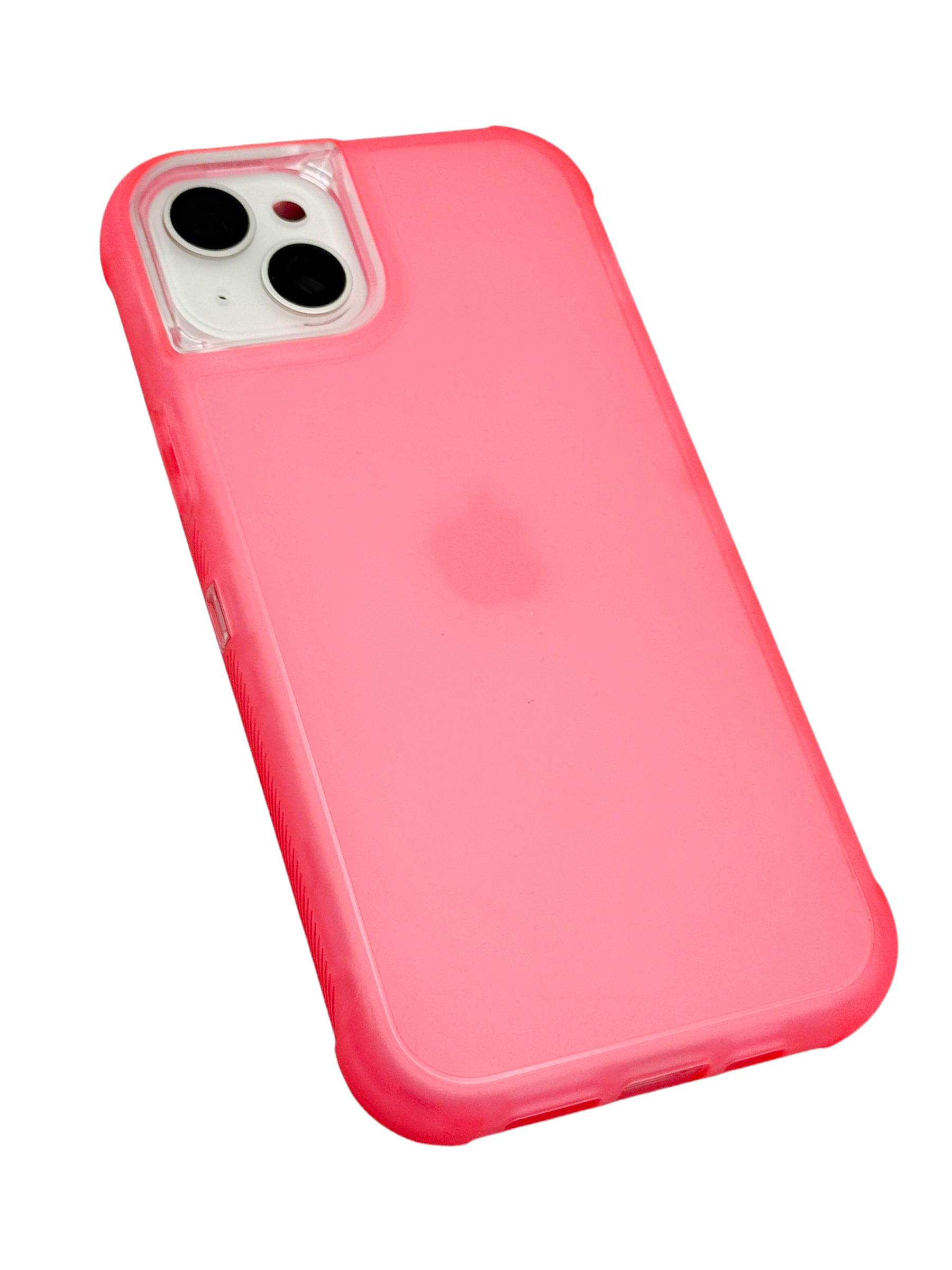 Funda para iPhone 15 normal (6.1) de uso rudo 3 en 1 con marco frontal Rosa Neon