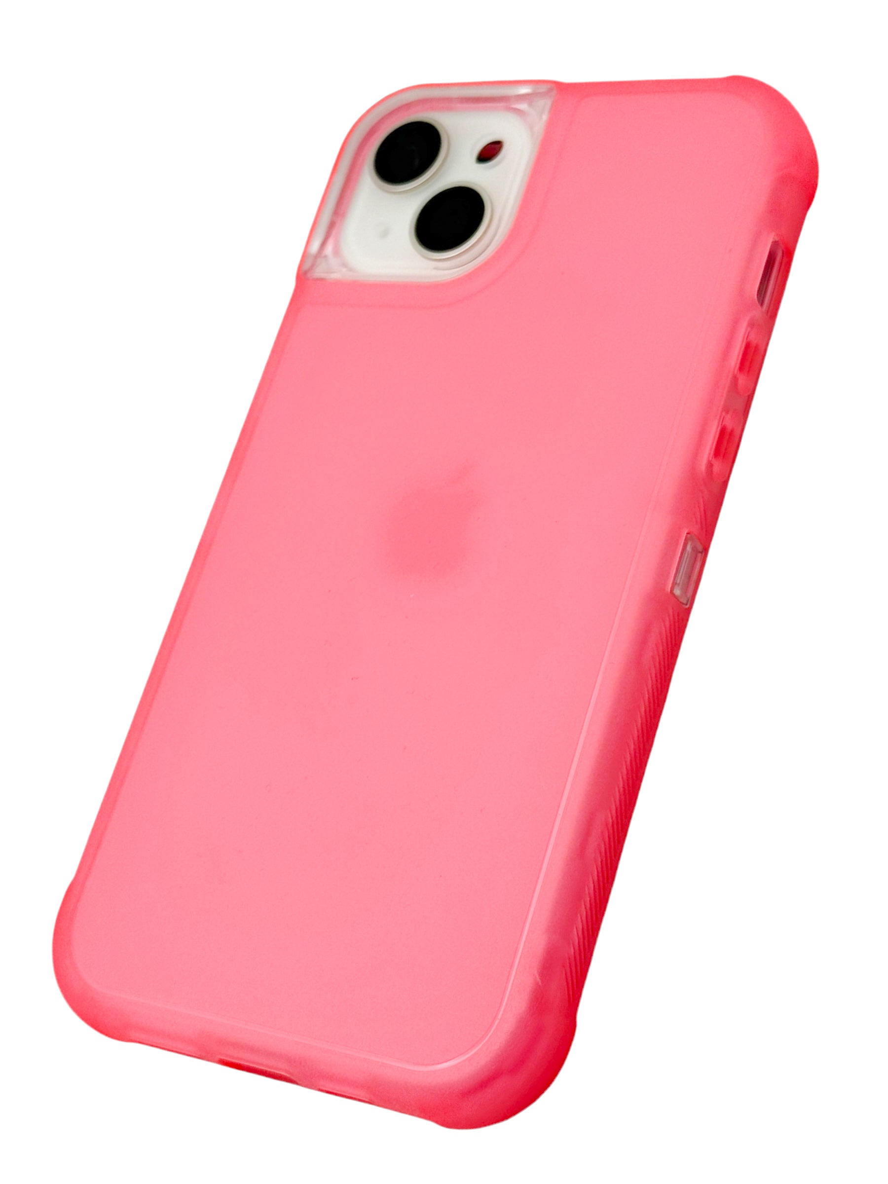 Funda para iPhone 15 normal (6.1) de uso rudo 3 en 1 con marco frontal Rosa Neon