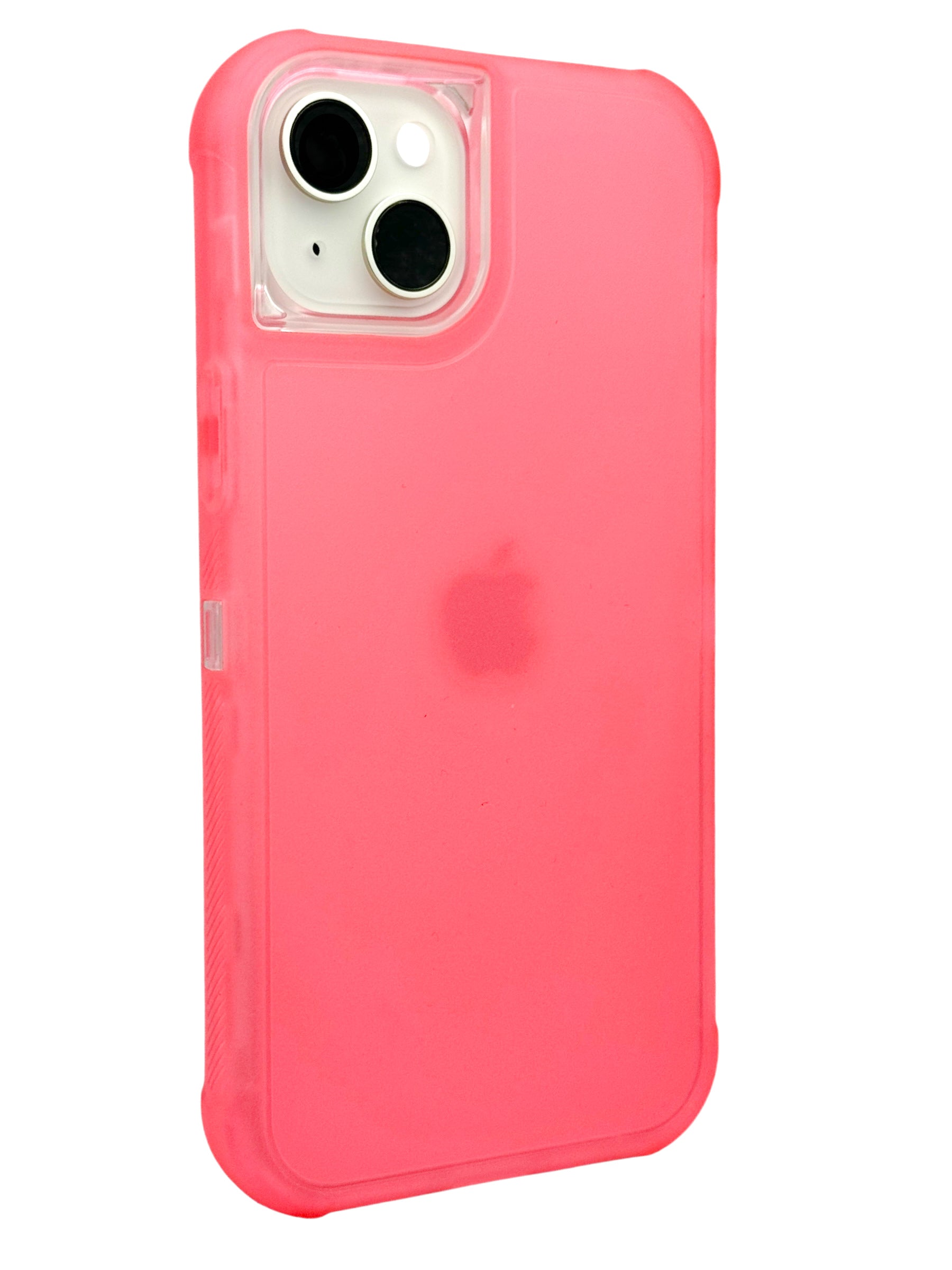 Funda para iPhone 15 normal (6.1) de uso rudo 3 en 1 con marco frontal Rosa Neon