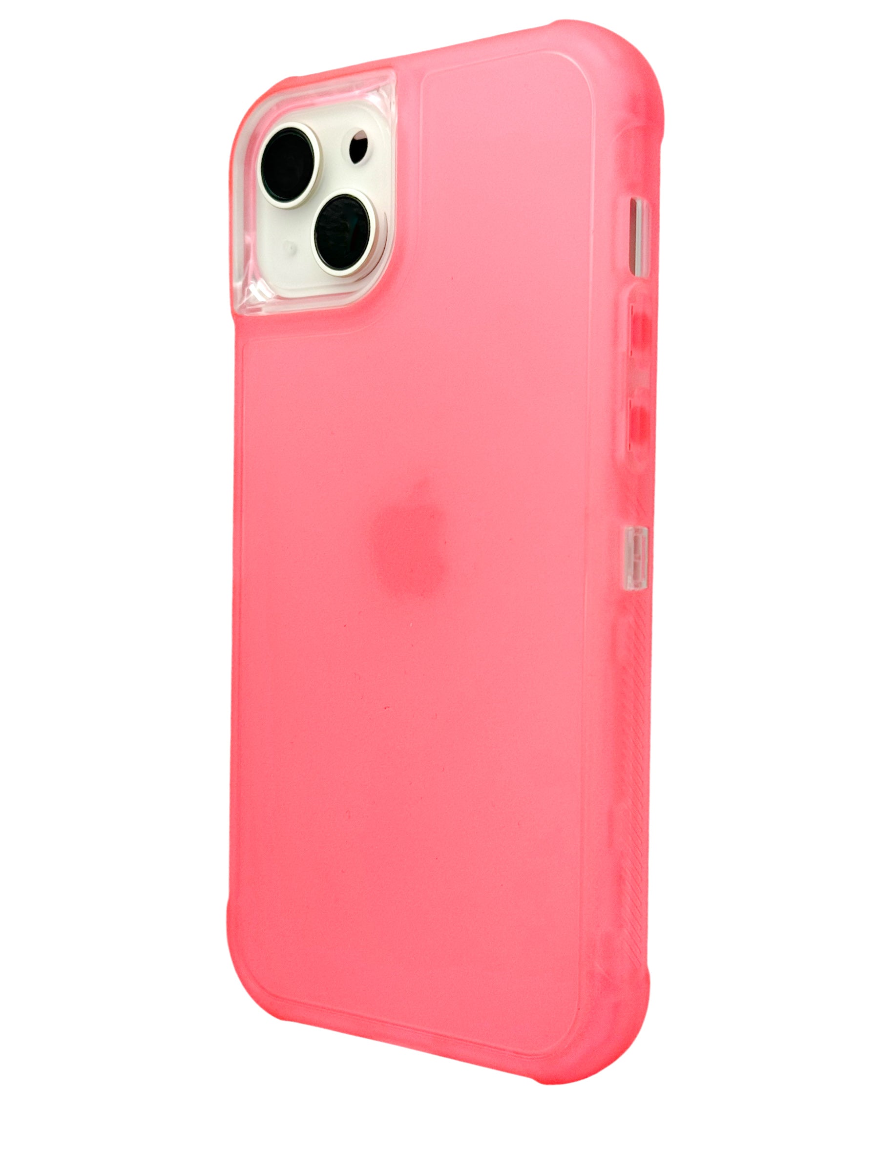 Funda para iPhone 15 normal (6.1) de uso rudo 3 en 1 con marco frontal Rosa Neon