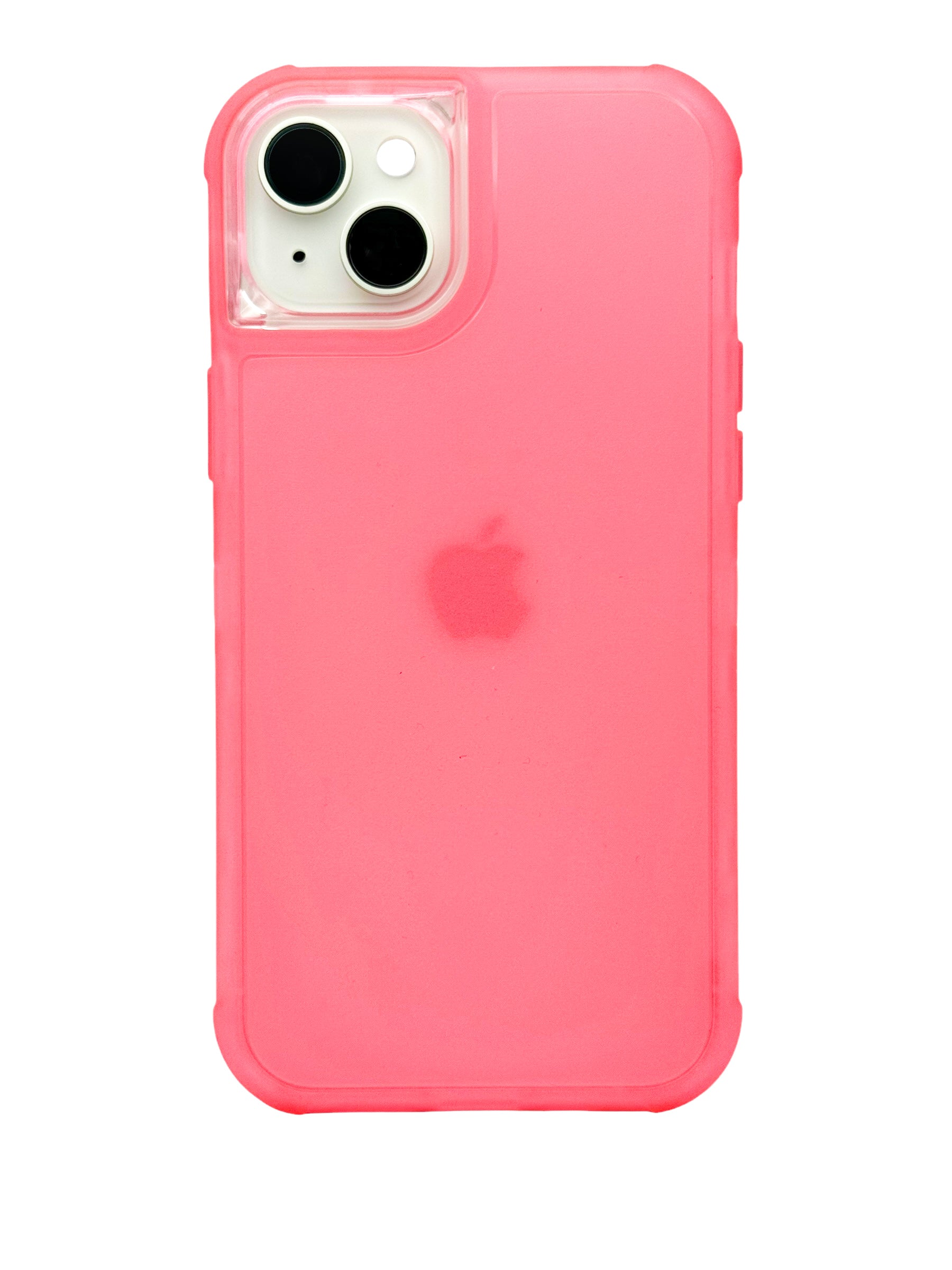 Funda para iPhone 15 normal (6.1) de uso rudo 3 en 1 con marco frontal Rosa Neon