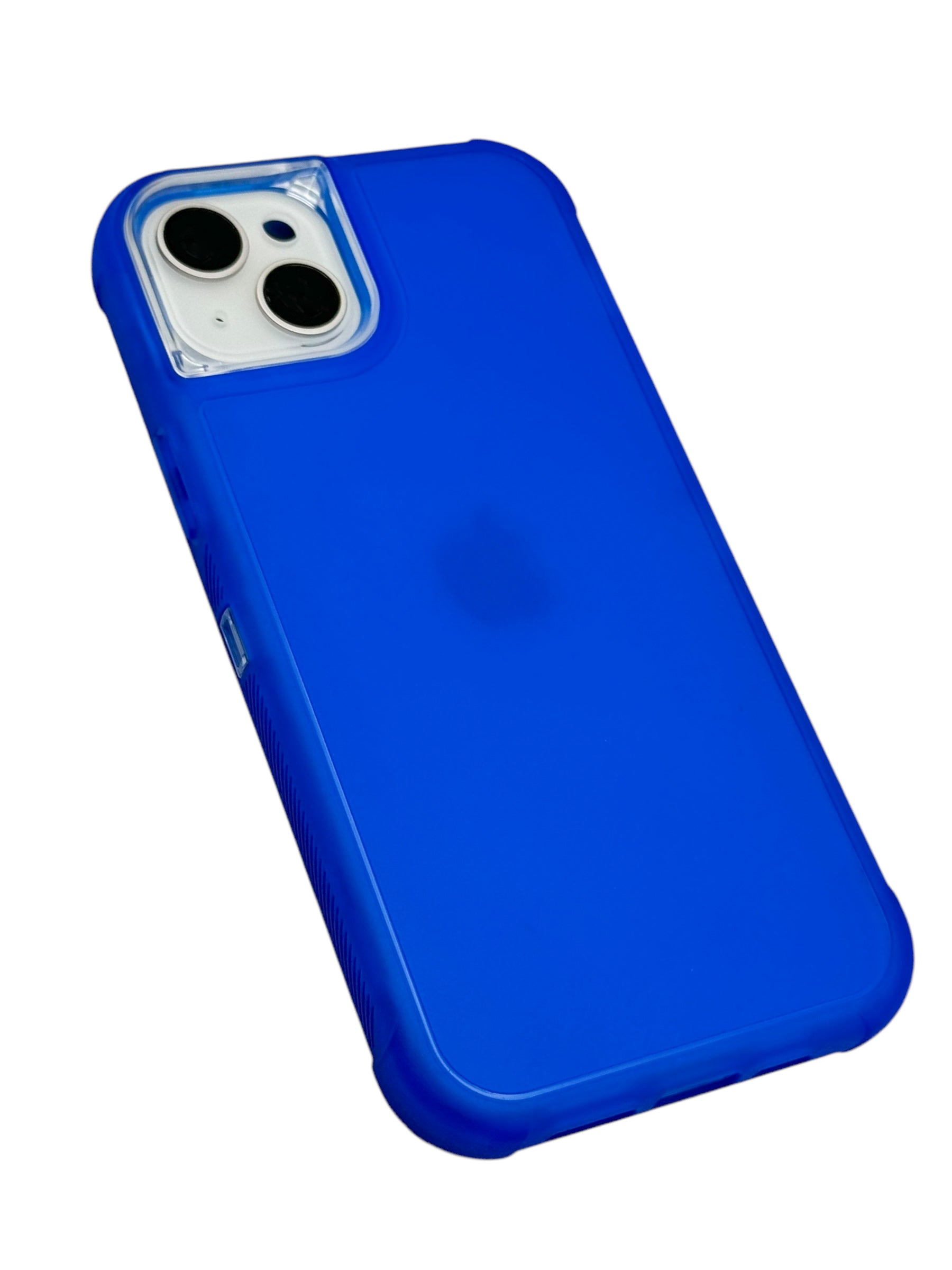 Funda para iPhone 15 normal (6.1) de uso rudo 3 en 1 con marco frontal Azul neon