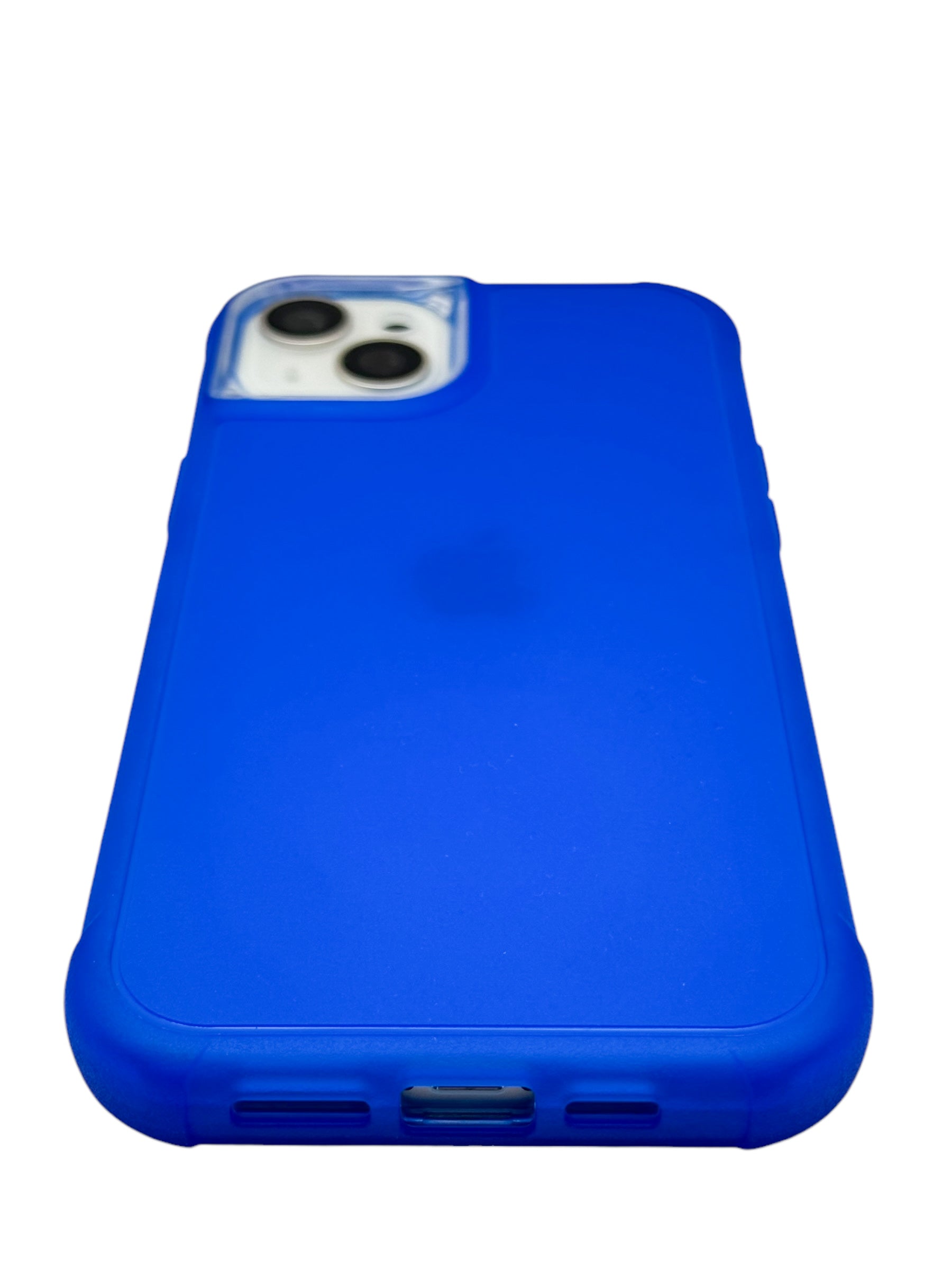 Funda para iPhone 15 normal (6.1) de uso rudo 3 en 1 con marco frontal Azul neon