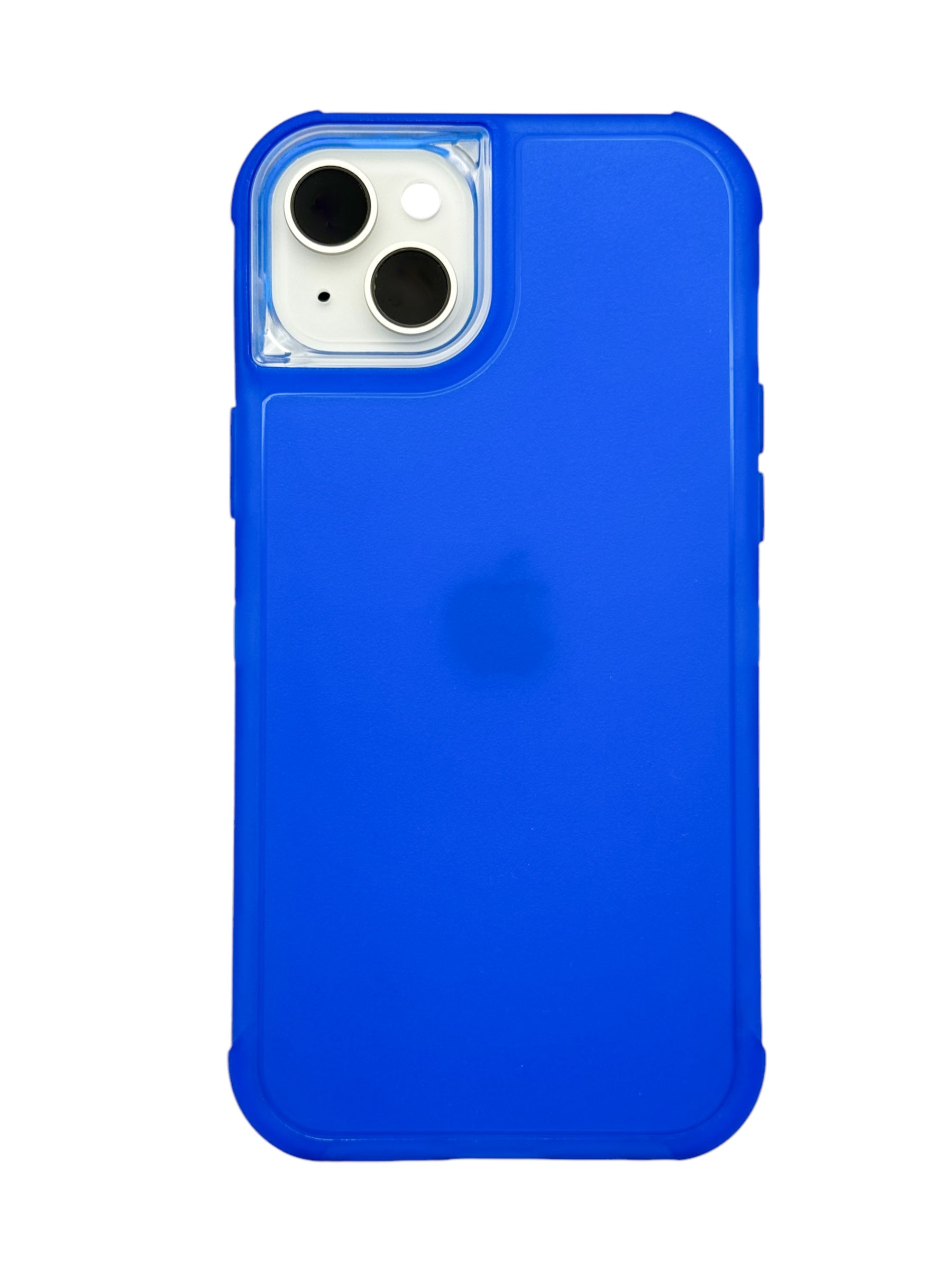 Funda para iPhone 15 normal (6.1) de uso rudo 3 en 1 con marco frontal Azul neon