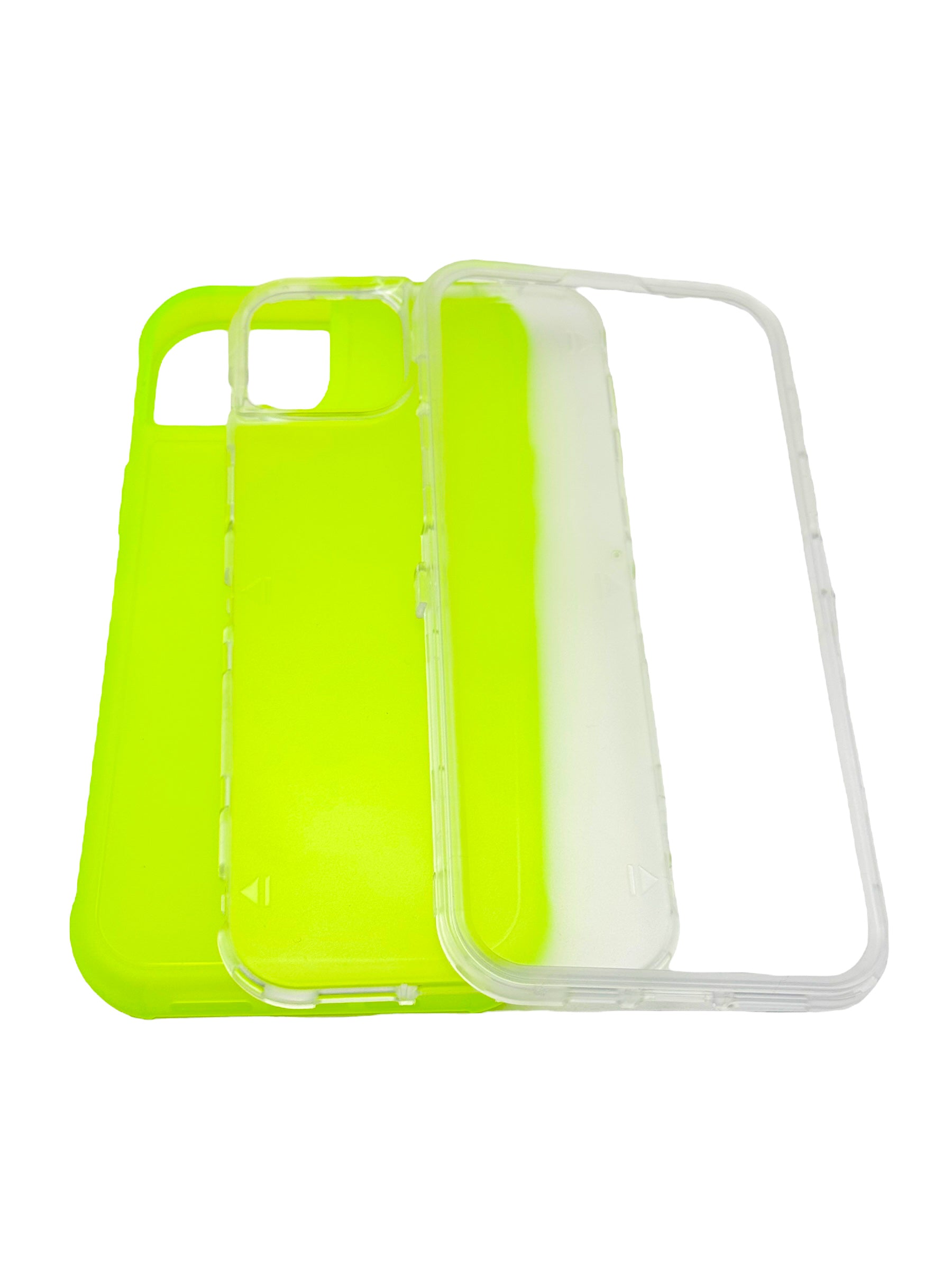 Funda para iPhone 15 normal (6.1) de uso rudo 3 en 1 con marco frontal Amarillo neon