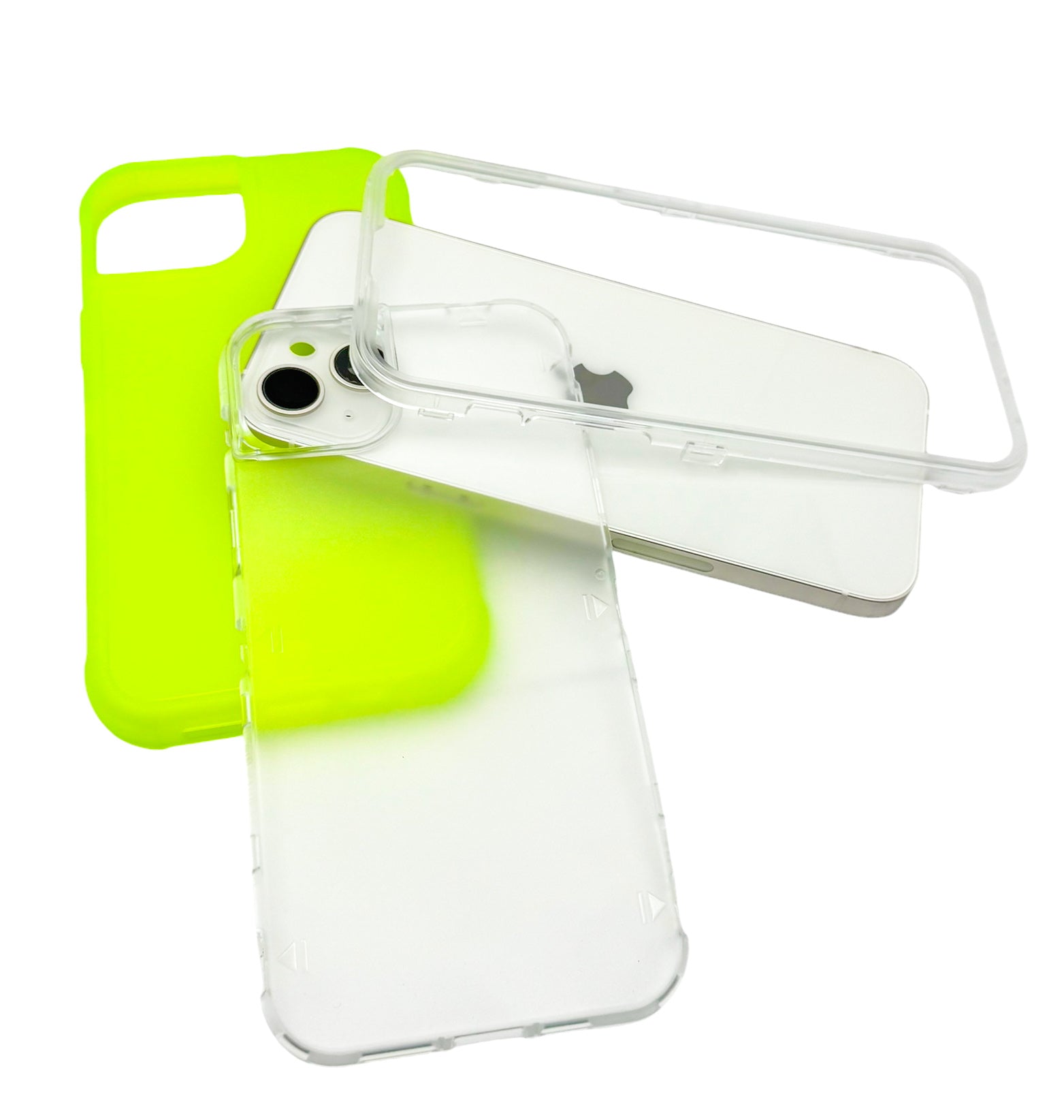 Funda para iPhone 15 normal (6.1) de uso rudo 3 en 1 con marco frontal Amarillo neon