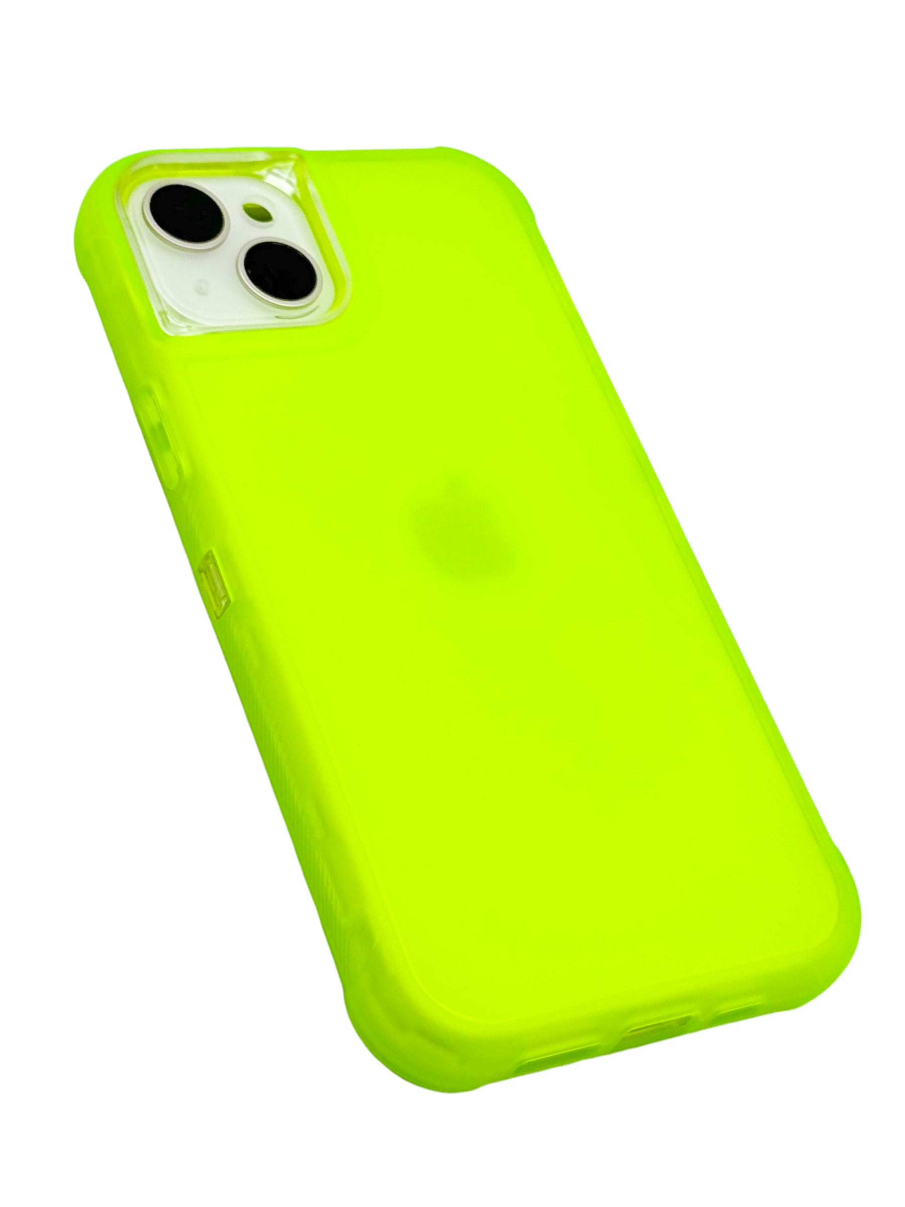 Funda para iPhone 15 normal (6.1) de uso rudo 3 en 1 con marco frontal Amarillo neon