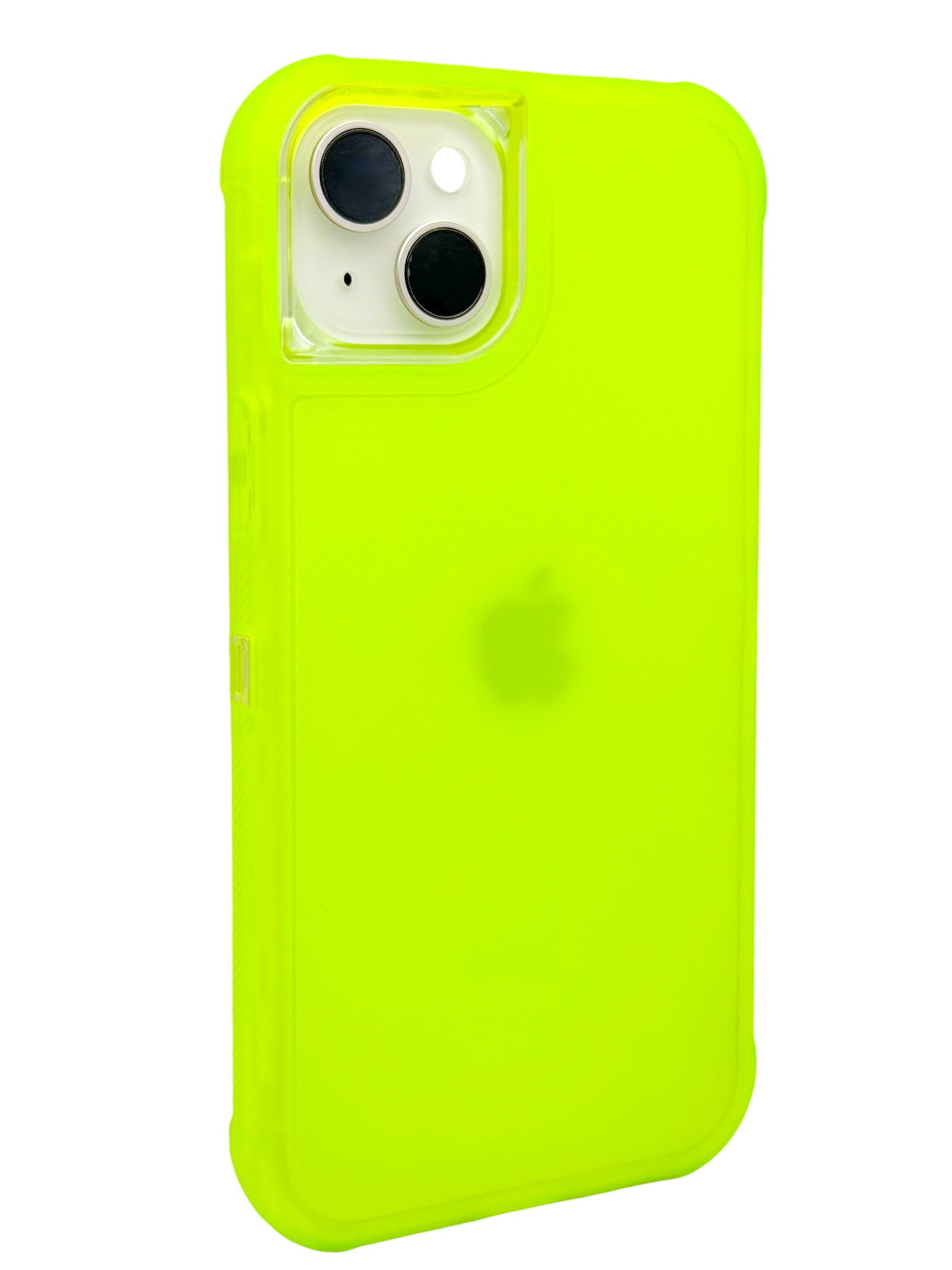 Funda para iPhone 15 normal (6.1) de uso rudo 3 en 1 con marco frontal Amarillo neon