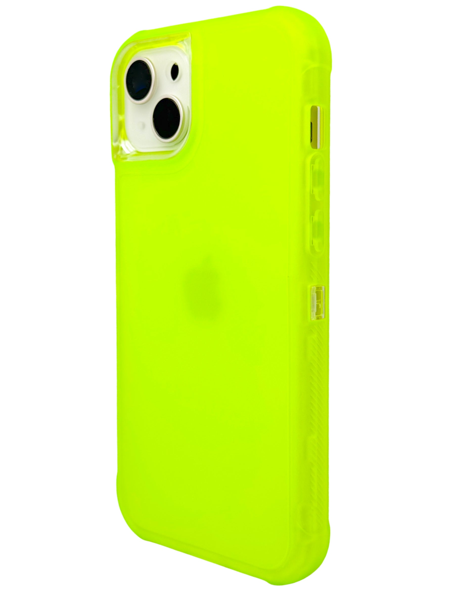 Funda para iPhone 15 normal (6.1) de uso rudo 3 en 1 con marco frontal Amarillo neon