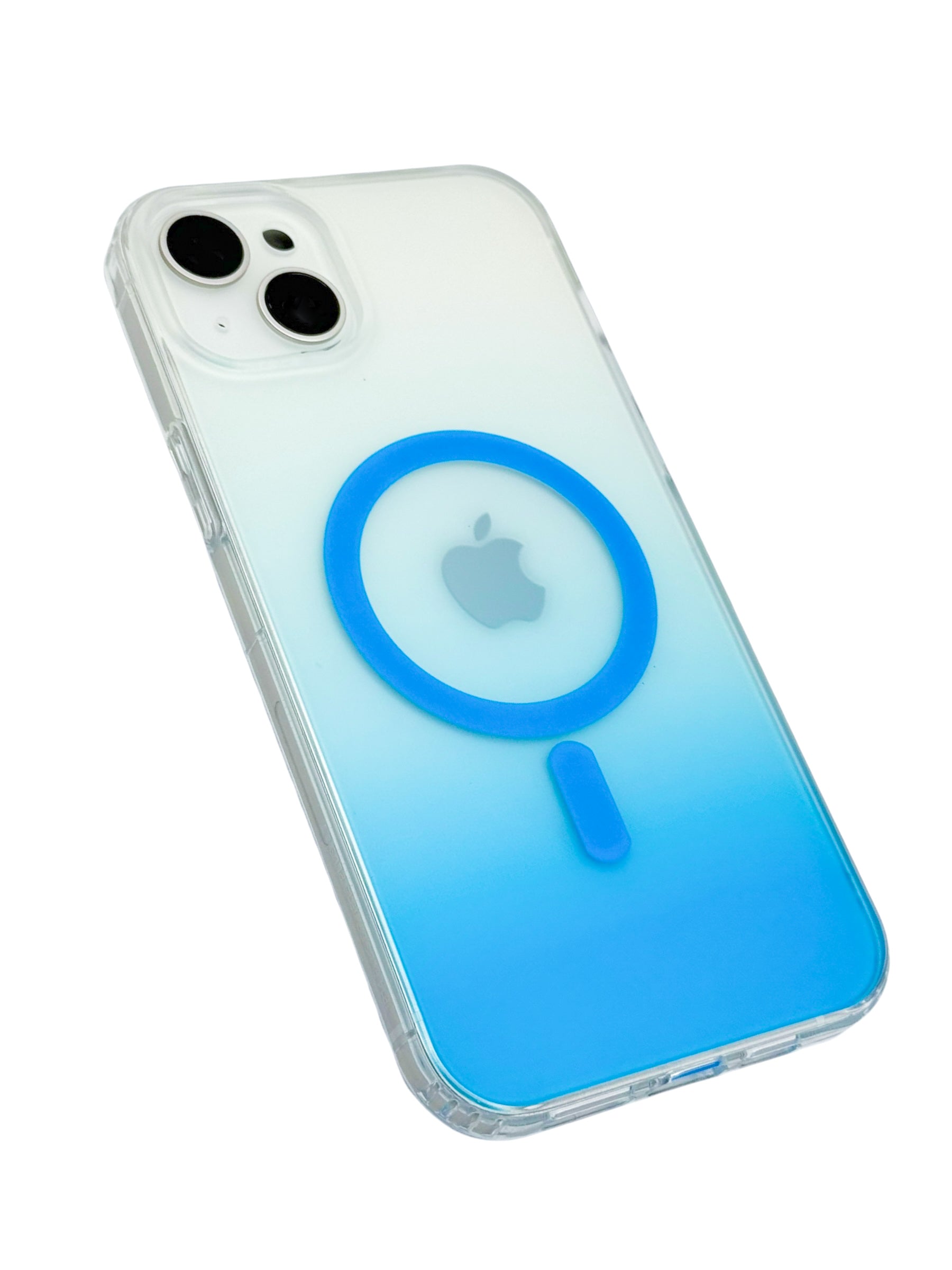 Funda para iPhone 15 normal (6.1) Rigida con aro magsafe degradada azul