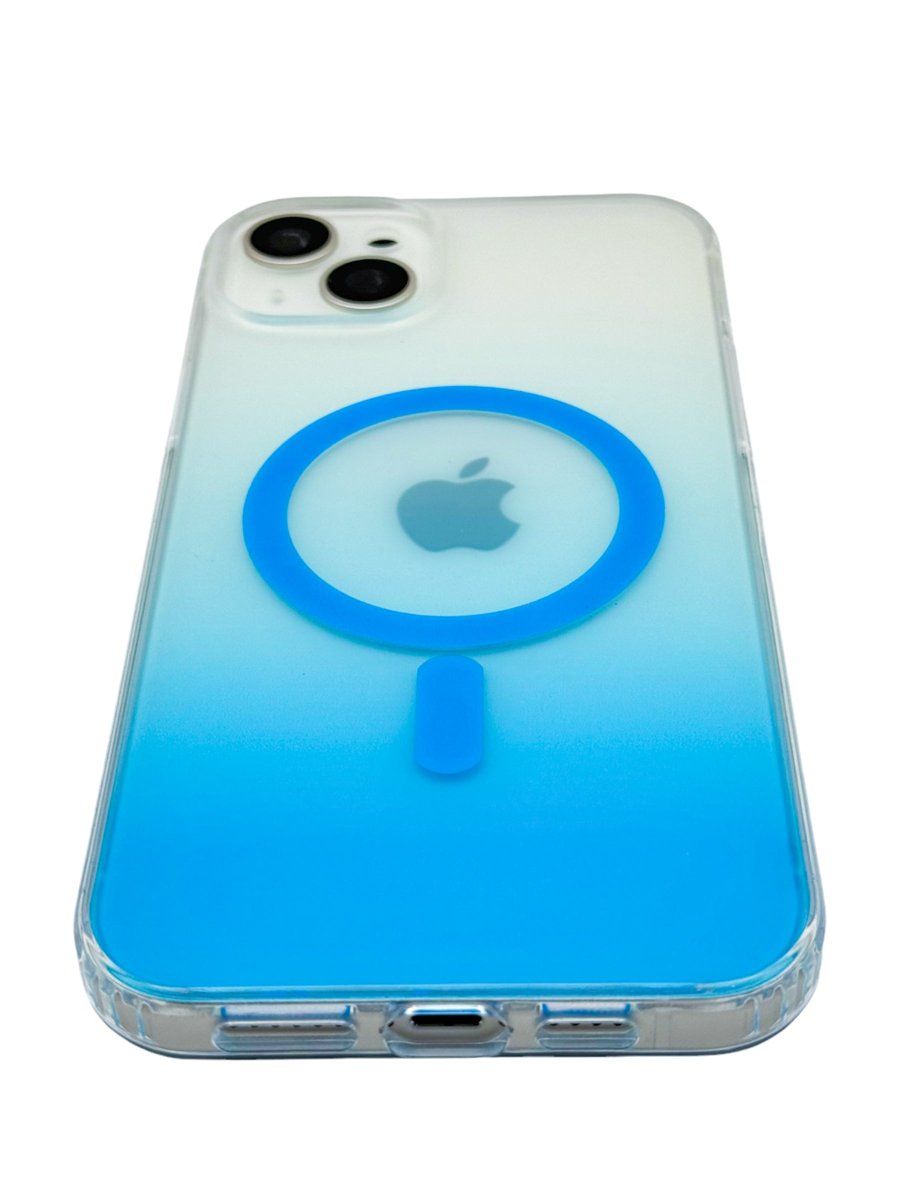 Funda para iPhone 15 normal (6.1) Rigida con aro magsafe degradada azul